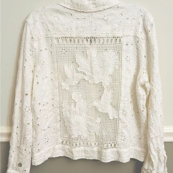 Johnny Was White Hummingbird Jacket Lace Insert M - Picture 4 of 8